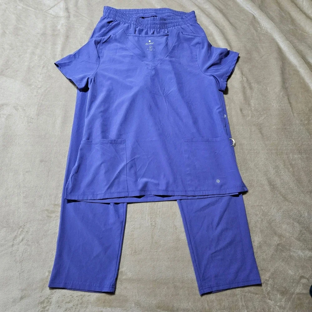 Centro Women Purple Scrub Set Large V-Neck Top and Pants